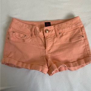 2B BEBE Peach Coral Short Shorts